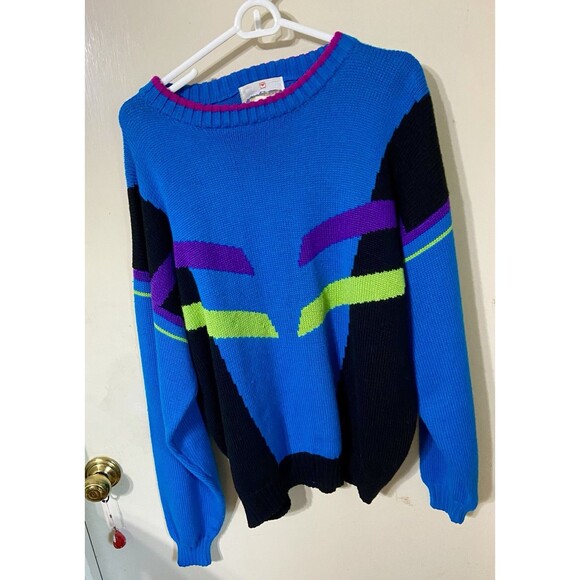 OBERMEYER Retro  “VECTOR” Wool Blend LS Pullover Ski Sweater Size L VINTAGE - Picture 3 of 9